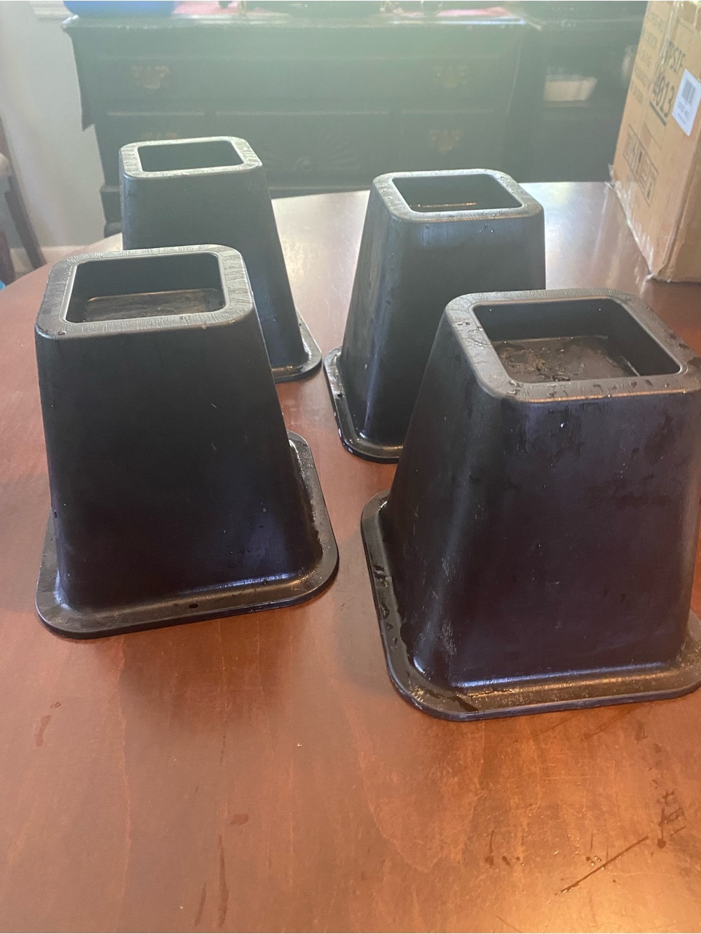 Set of 4 Black Plastic Furniture Risers 6” Tall